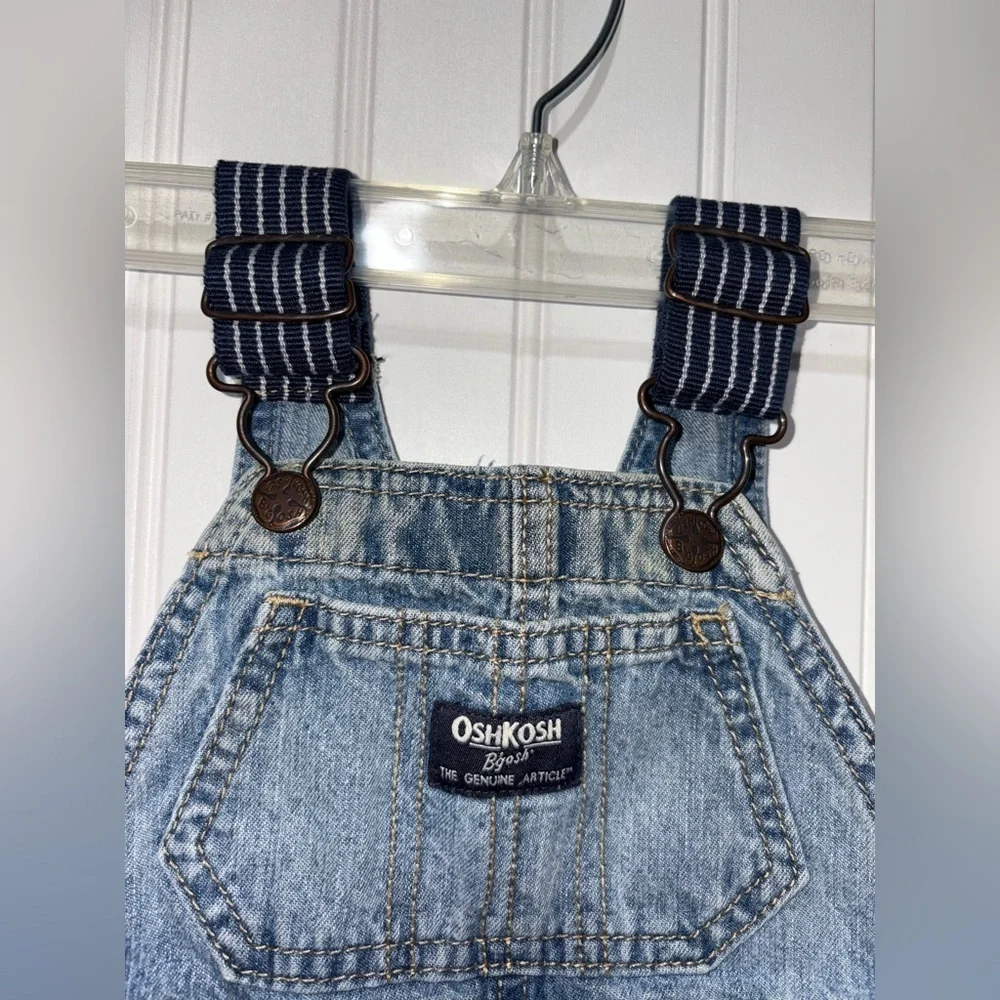 Set of 2 OshKosh B'gosh Blue Denim Kids Overalls| Size 6 Months